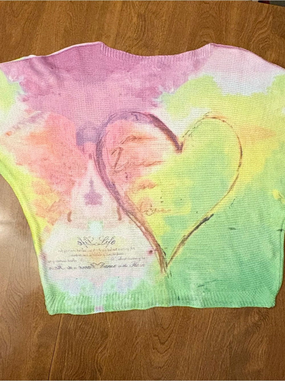Tie-Dye Heart Knit Top - Pink, Yellow & Green